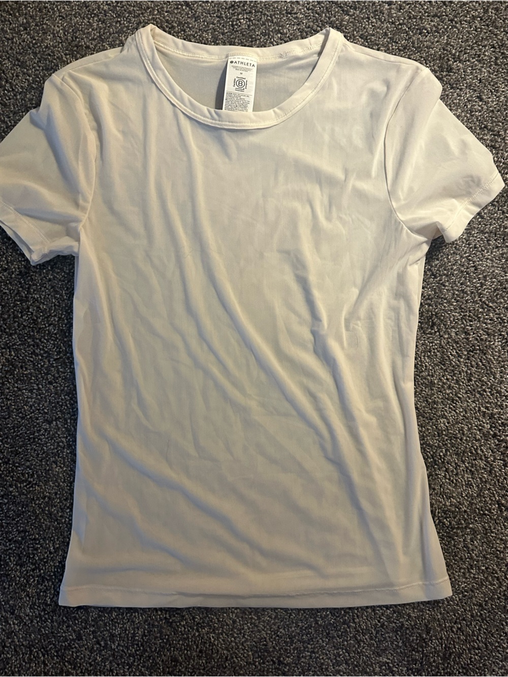 Athleta cream sheer Short-Sleeve Crew Tee